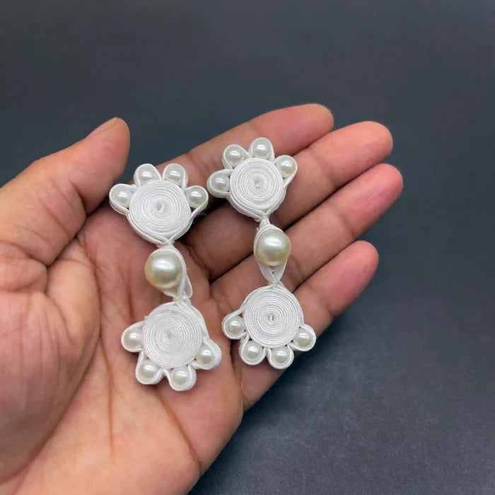 2 Pair | Bow Inspire Pearl Frog Closure Buttons