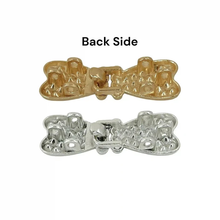 2 Pair | Elegant Rhinstone Bow Frog Closure Buttons