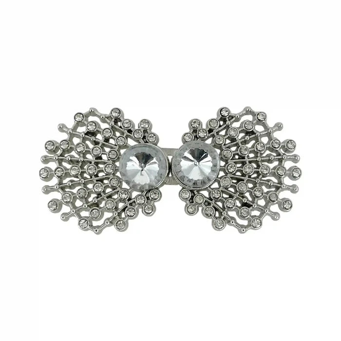 2 Pair | Ornate Lattice Bow Diamond Rhinestone Frog Closure Buttons