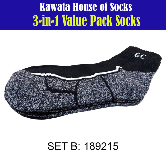 3-in-1 Value Pack Patterned Sports Socks