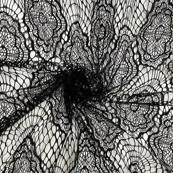 Ani Accessories black corded floral net French lace fabric 58 inch 3 meter panel for bridal gown making