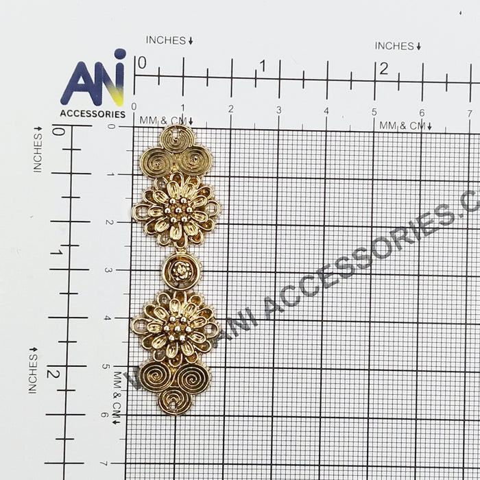 4 Pair | Luxurious floral finish Frog closure Metal Button-6cm×2cm