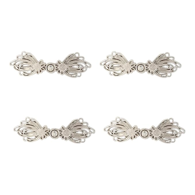 4 Pair | Ribbon Riches Frog Closure Metal Buttons