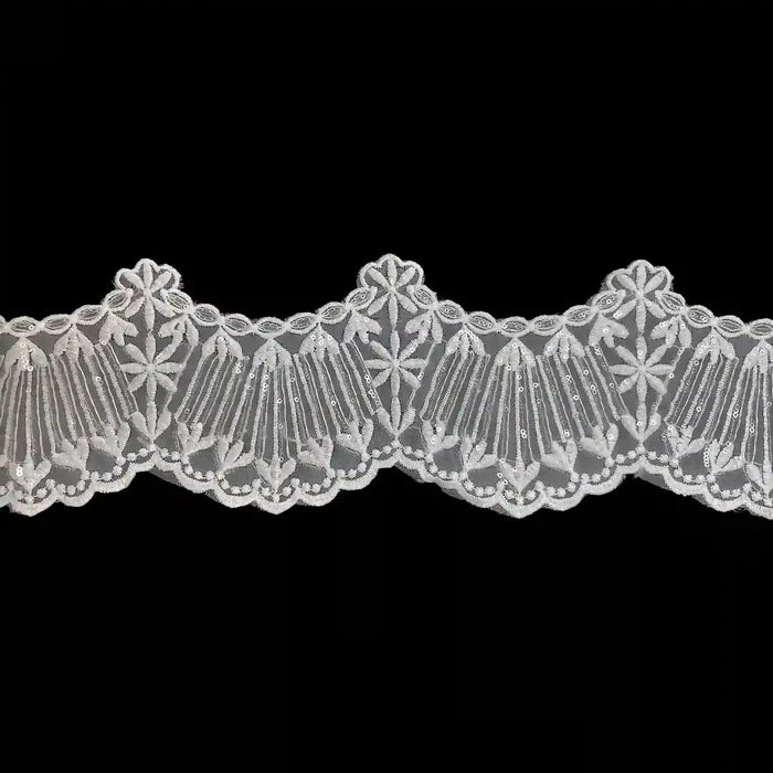 4.7 inch | Floral Fan Pleated Lace | 2 Meter | K-683