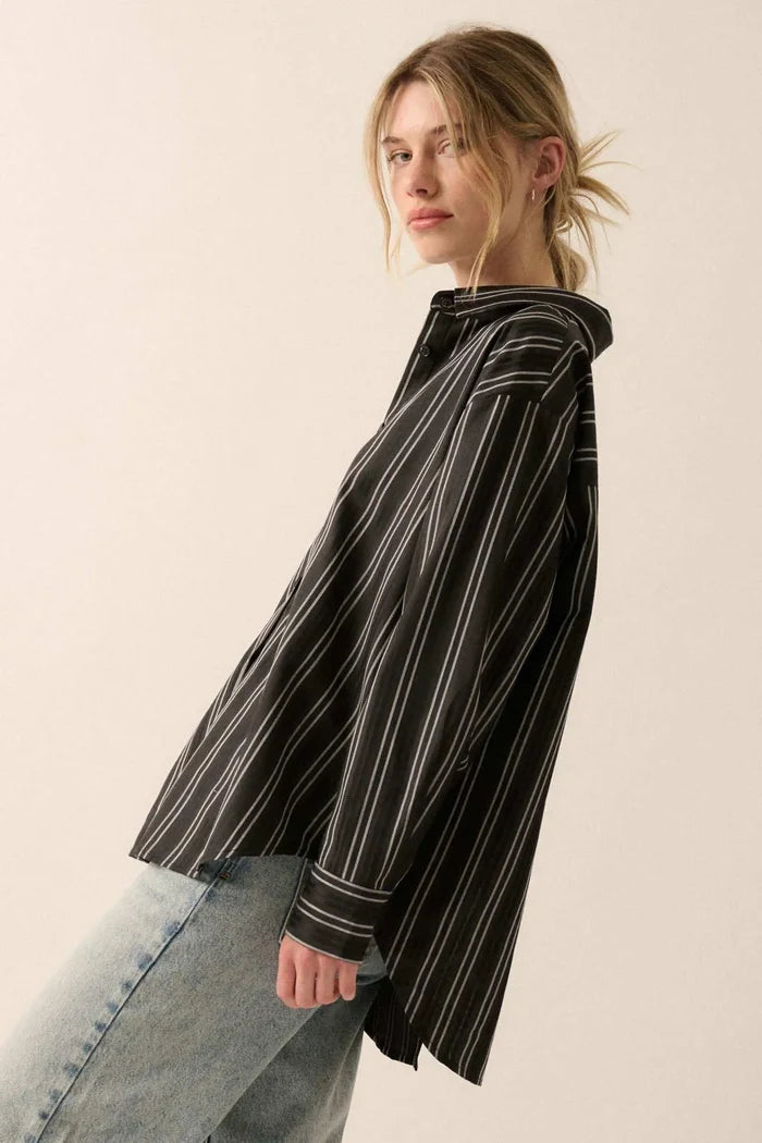 Back to Reality Striped Button-Back Shirt - ShopPromesa