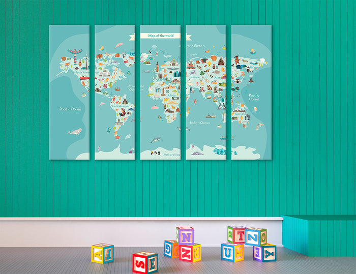 Best World Maps for Kids Canvas Print #5065