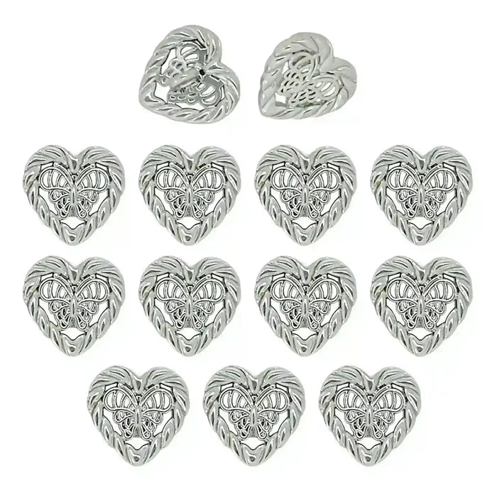 Butterfly Heart Shape Metal Buttons | 12mm(20L)