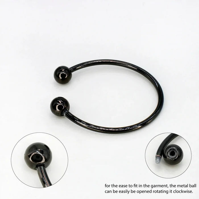 Ani Accessories Classic Oval Black Metal Buckle zooming image on the tip of the buckle and shown how its open in a white background.