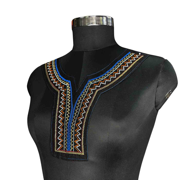 Handcrafted contrast multicolor embroidered ethnic neckline by Ani Accessories with ornate patterns for kurti wear