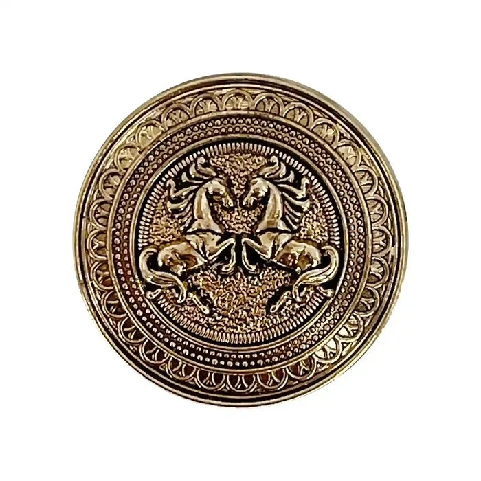 Embossed Dual-Horse Metal Buttons