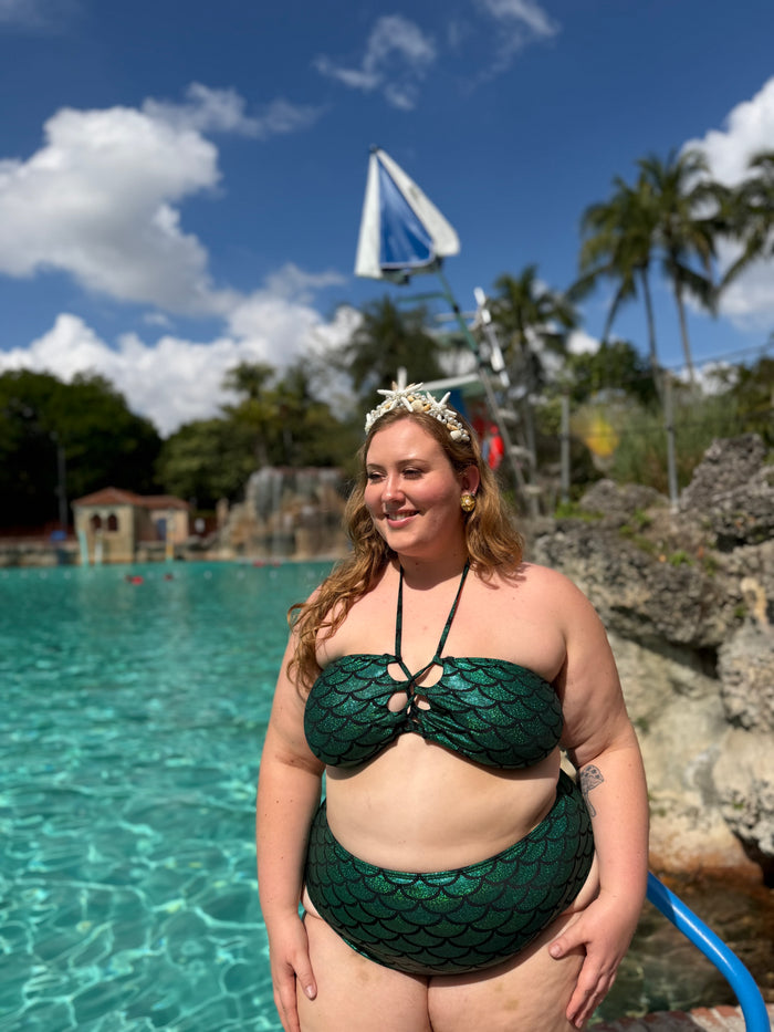 Emerald Green Mermaid High Waist Cheeky Bikini