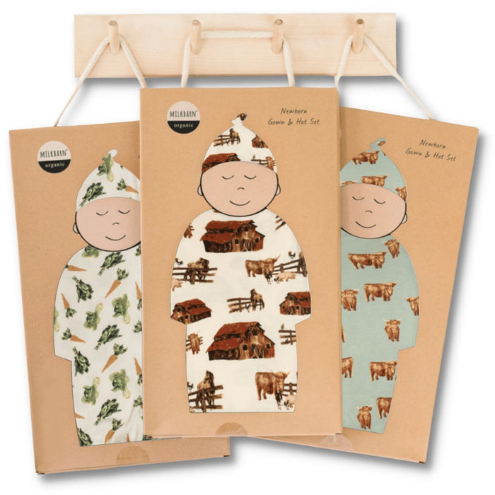 Firefly Bamboo Newborn Gown & Hat Set
