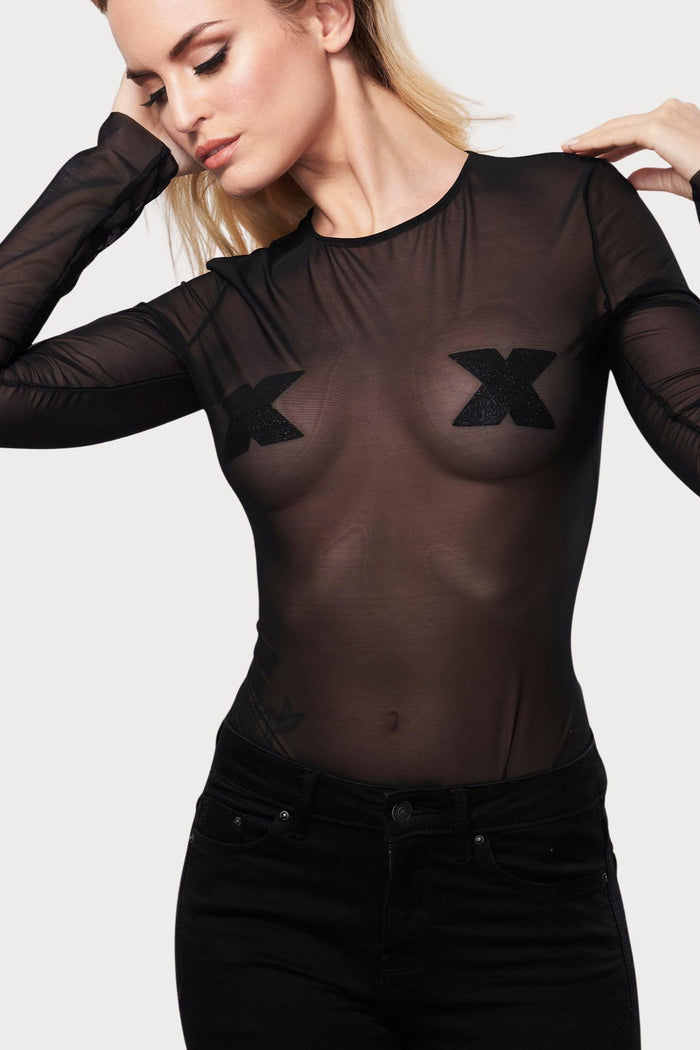 Bijoux Indiscrets Flash Glitter Cross Pasties Black
