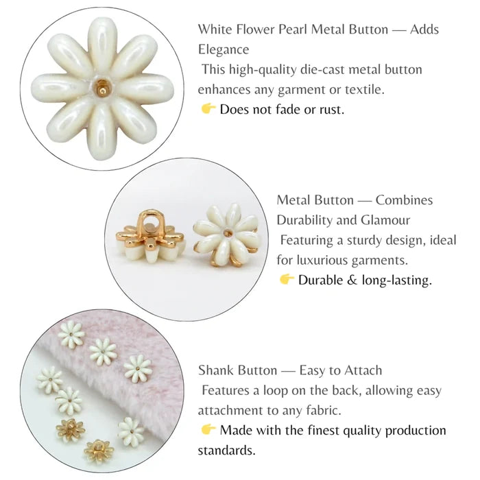 Floral Style Metal Buttons | 12mm(19L)