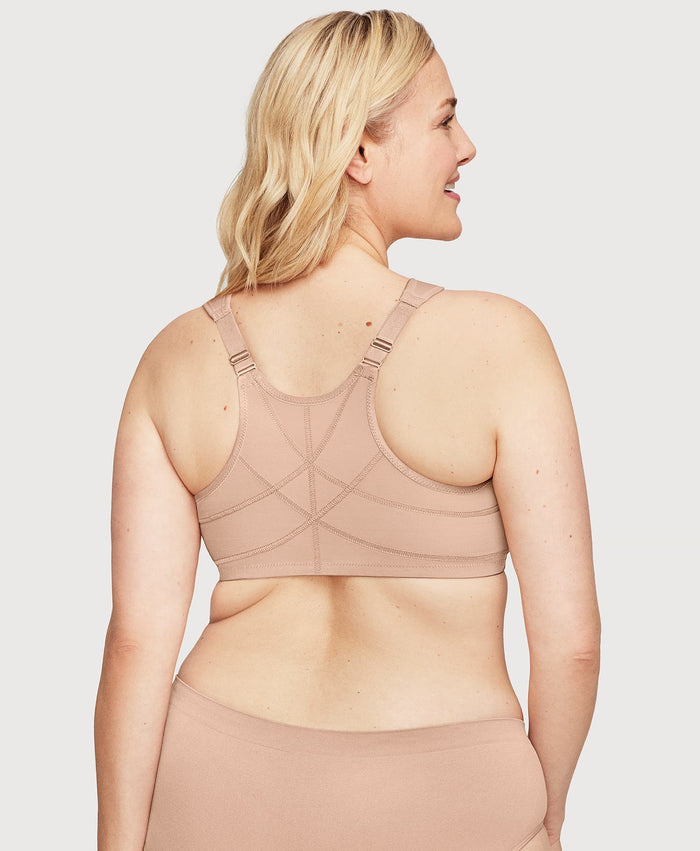 Front-Closure Posture Back WonderWire Lace Bra Cafe