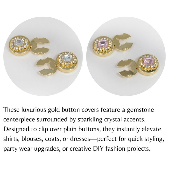 Gemstone Metal Button Covers | Set of 2