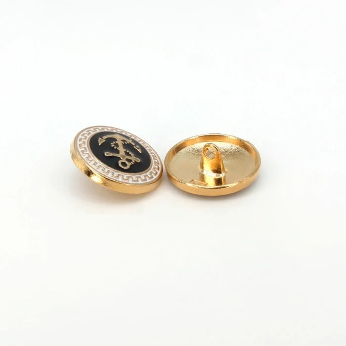 Gold and Black Anchor shank Metal Button | 18mm(28L) & 23mm(36L)