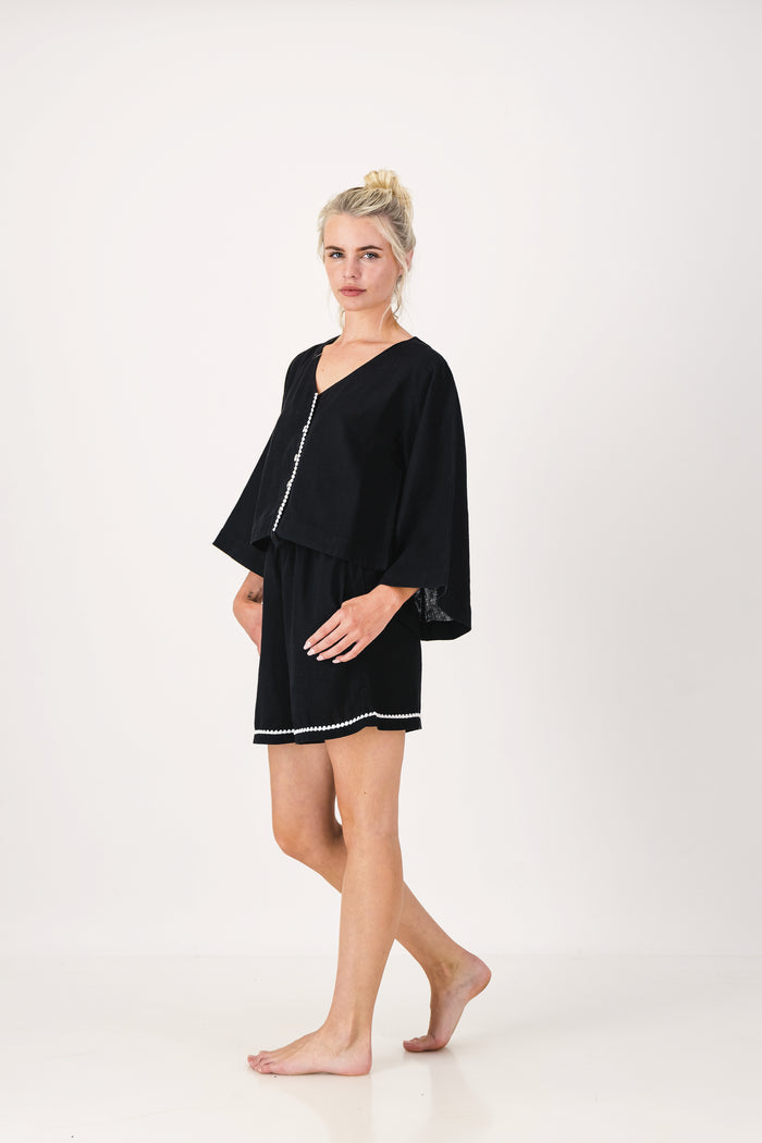Linen PJ Shorts | Black