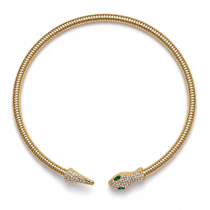 Luxury Snake Head Rhinestone Hasli Choker Necklace