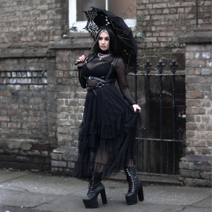 Maxi Mesh Skirt - Black