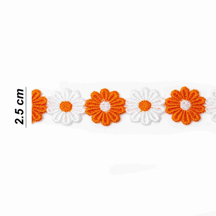 Orange & White Daisy Floral Lace