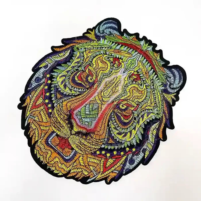 Psychedelic Embroidered Tiger Head Patch | SKU_P-1