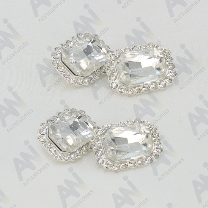 Rectangular Shiny Rhinestone Metal Buttons