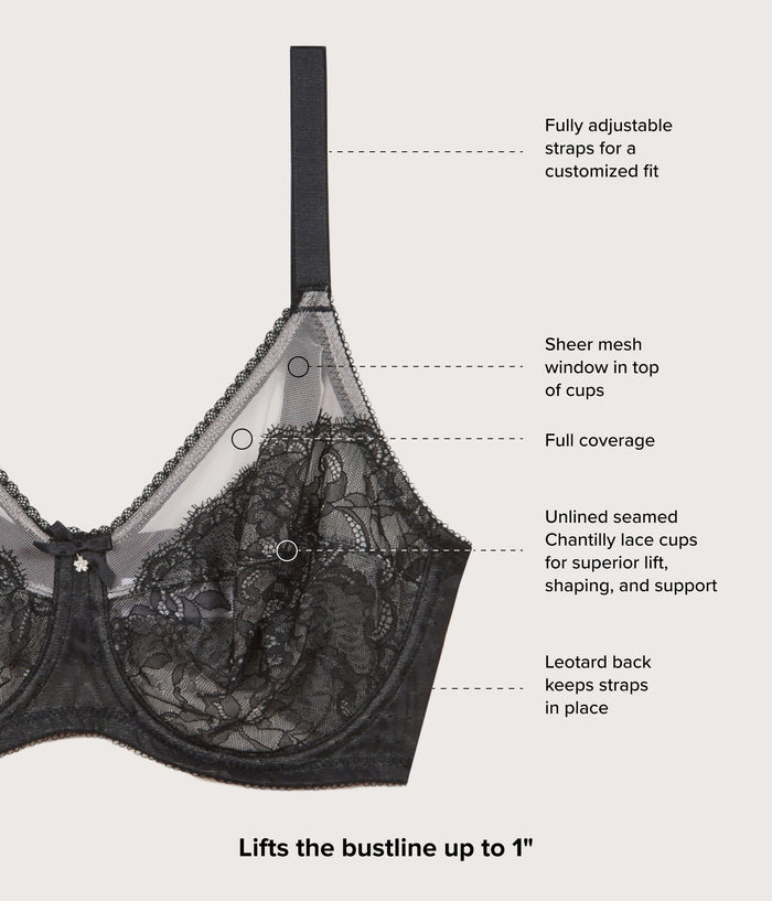 Retro Chic Full Figure Underwire Bra Black