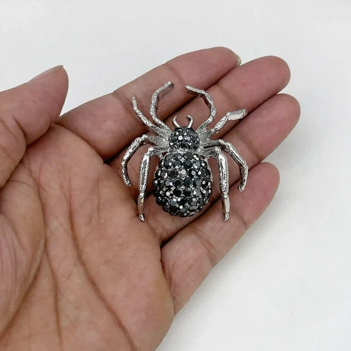 Rhinestone Spider Brooch