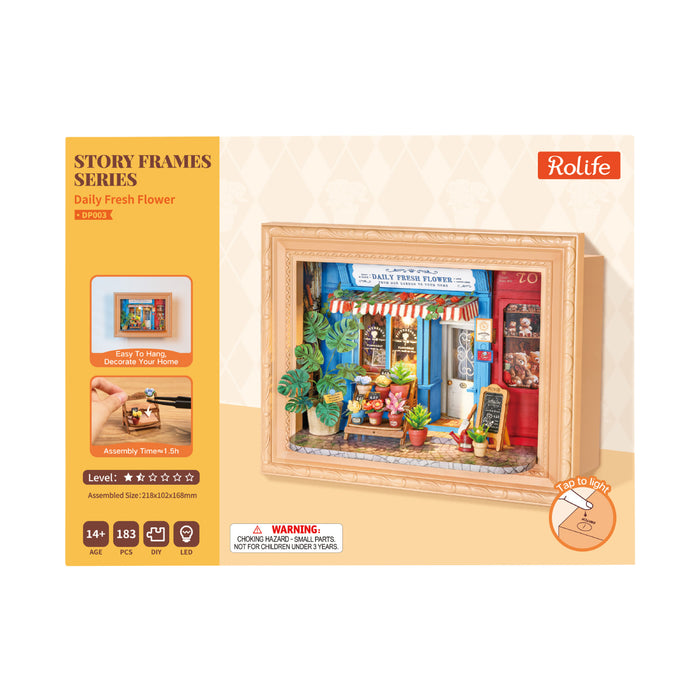 Rolife Daily Fresh Flower 3D Wooden Puzzle DP003 3D wooden flower puzzle, styled lifestyle scene with model assembled