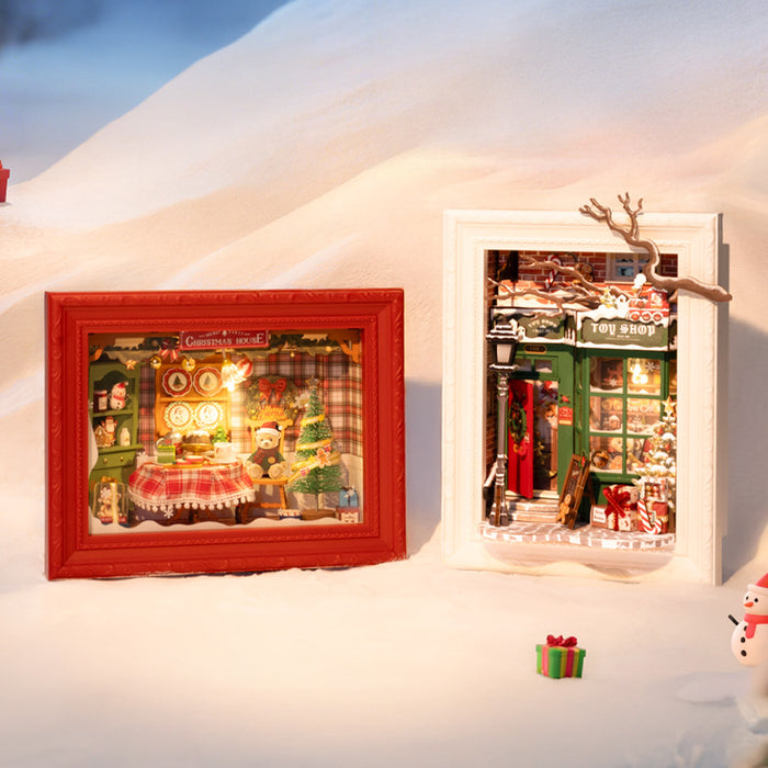 Rolife Santa's Toy Shop 3D Wooden Puzzle DP006 3D wooden puzzle model, side view highlighting structure and scale