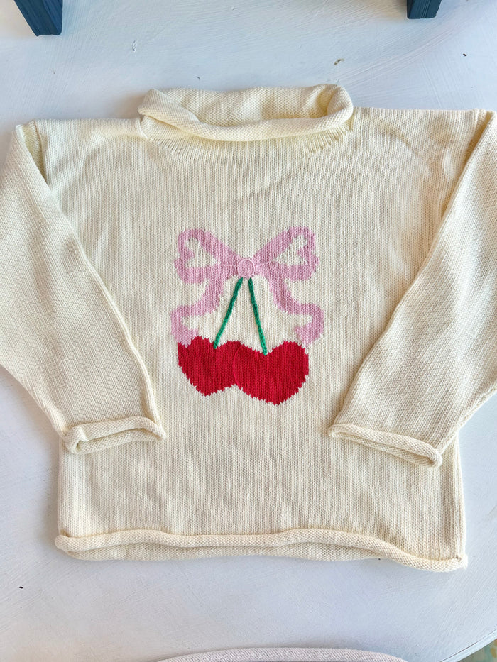 Roll Neck Sweater - Cherries