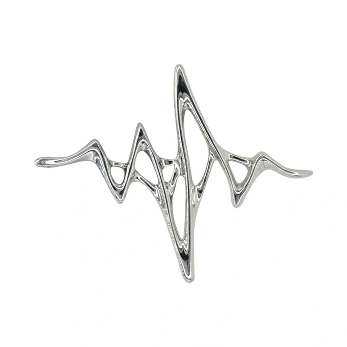 Silver Finish Wave Design Butterfly Clutch | 5.5cm x 7cm