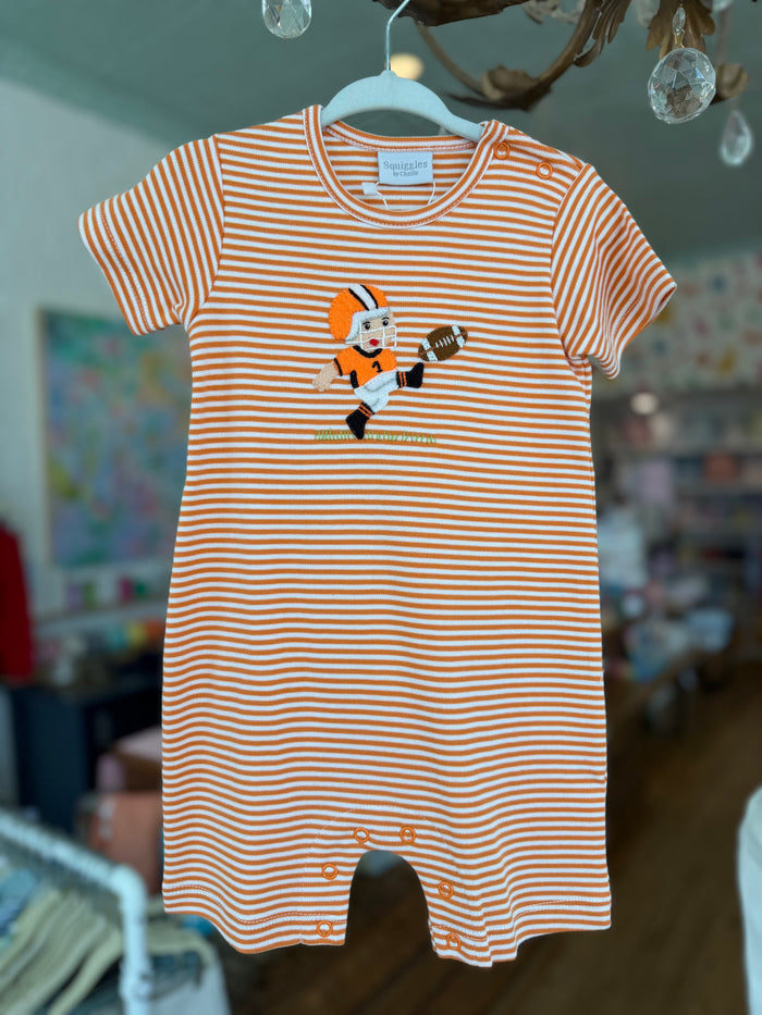 Squiggles - Romper - Orange Football Kicker
