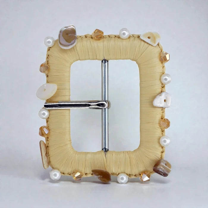 Pearl and Shell Raffia Buckle