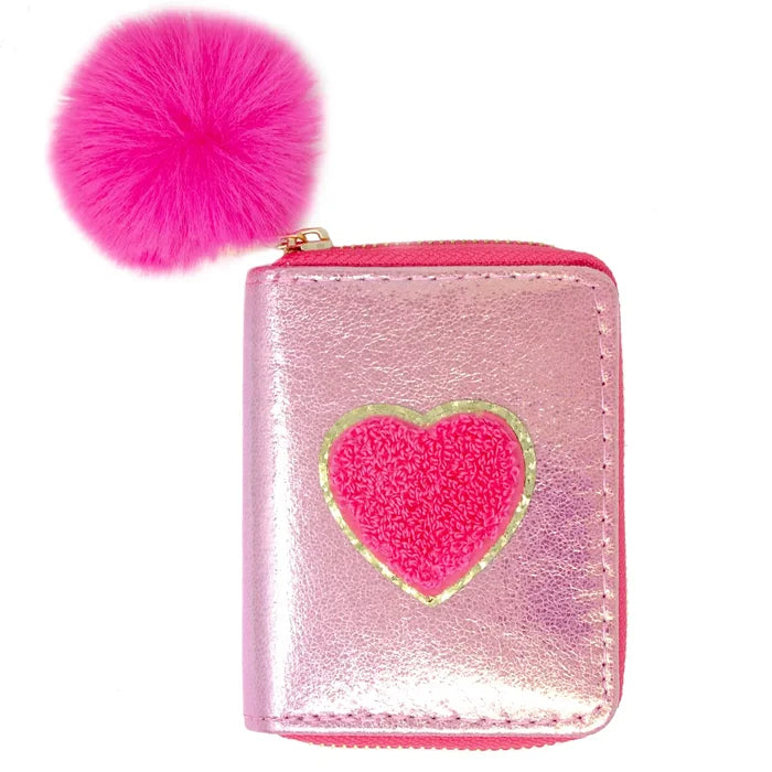 Wallet - Shiny Sequin Heart - Hot Pink
