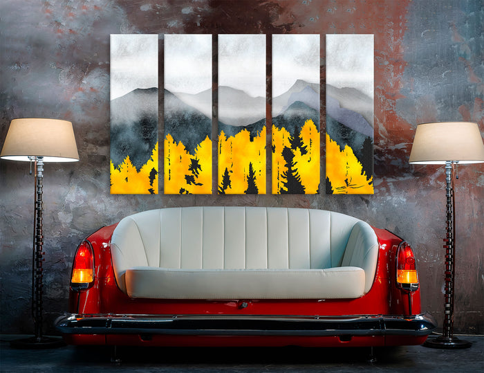 Yellow Grey Abstract Canvas Print #7595