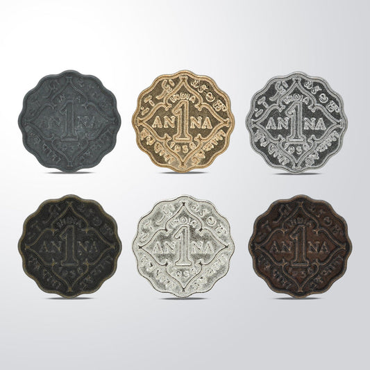 1 Anna Metal Coin Buttons | 17mm(27L) & 22mm(34L)