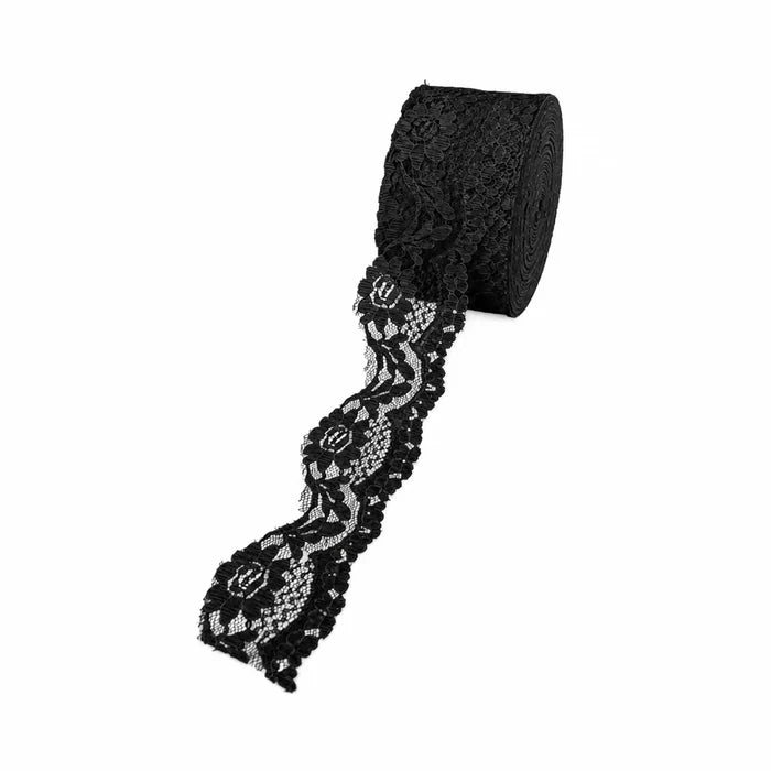 1.9 inch| Black Floral Ribbon Lace | 5 Meters | SKU-B3