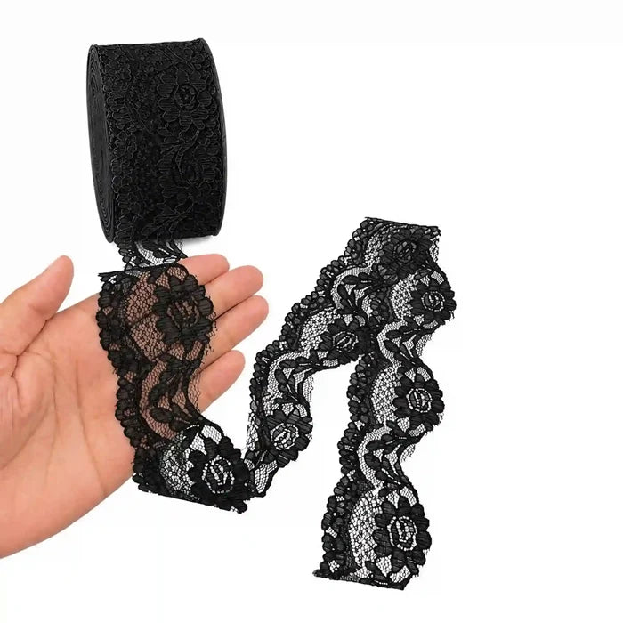 1.9 inch| Black Floral Ribbon Lace | 5 Meters | SKU-B3