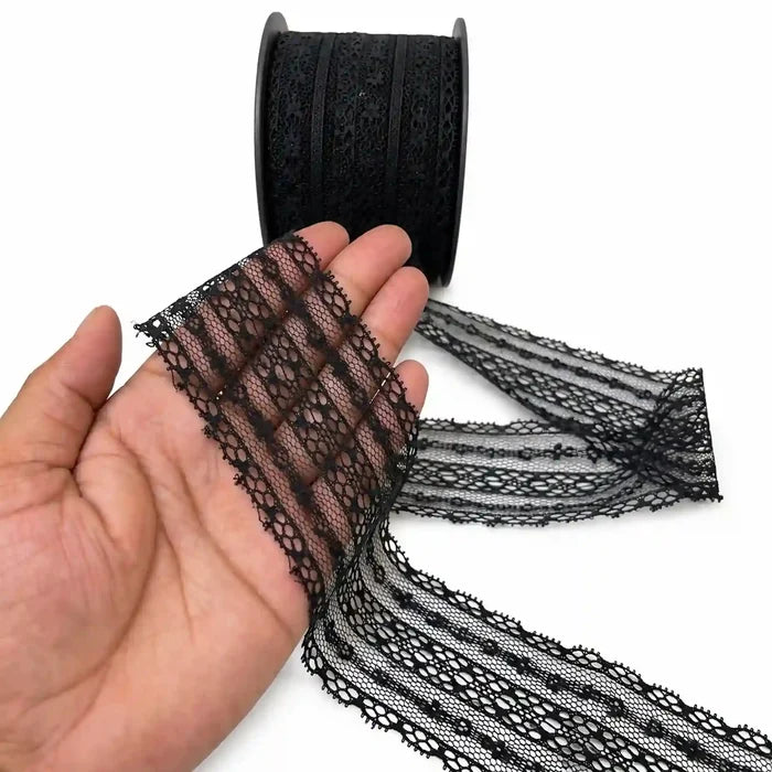 1.9 inch | Black Geometric Pattern Lace | 5 Meters | SKU-B121