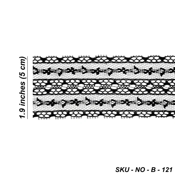 1.9 inch | Black Geometric Pattern Lace | 5 Meters | SKU-B121