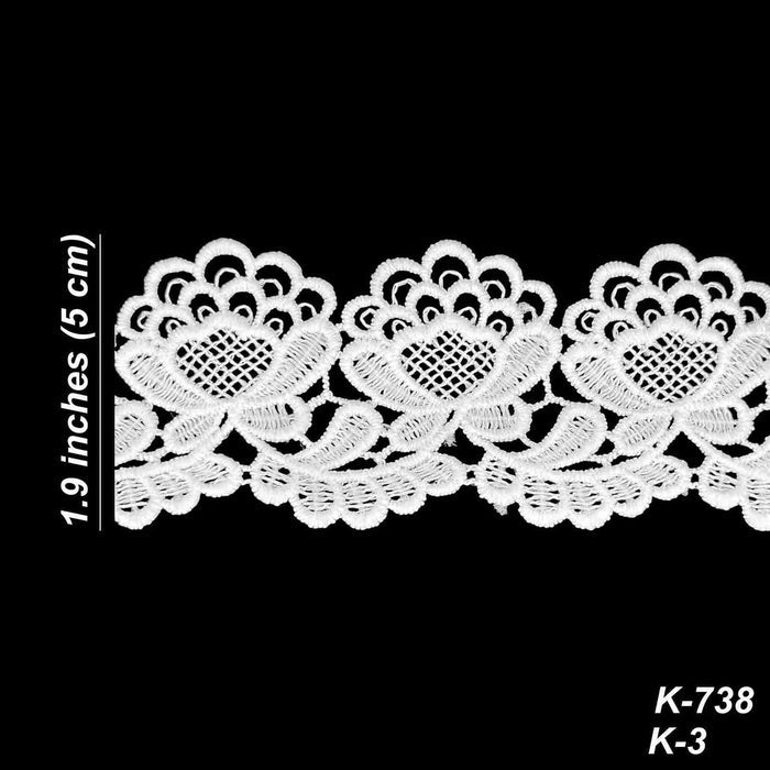 2 Meter | Blossom Lattice Spun Poly Lace | 1.9 inch | SKU-K3/738
