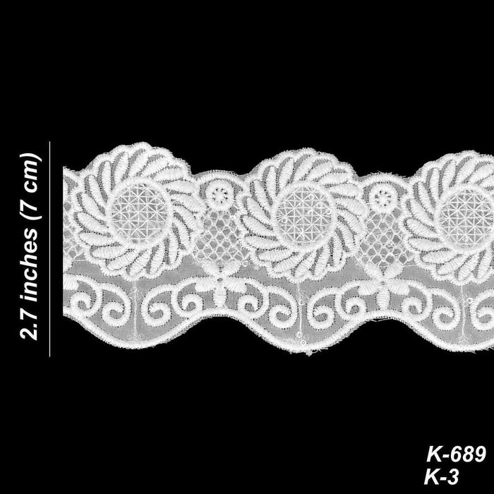 2 Meter | Chakra Bloom Spun Poly Lace  | 2.7 Inch | SKU-k2/689