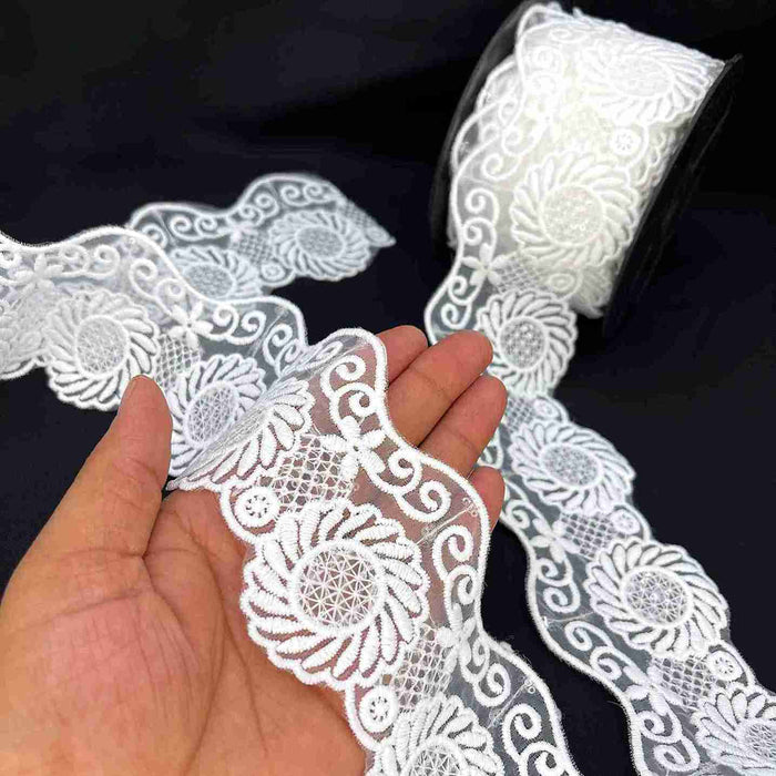 2 Meter | Chakra Bloom Spun Poly Lace  | 2.7 Inch | SKU-k2/689