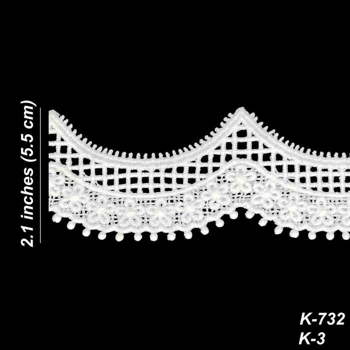 2 Meter | Crown Pointed Lattice Spun Poly Lace | 2.1 Inches | SKU-K3/732