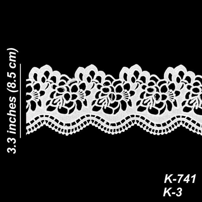 2 Meter | Cutwork Floral Spun Poly Lace | 3.3 Inch | SKU-K-3/741