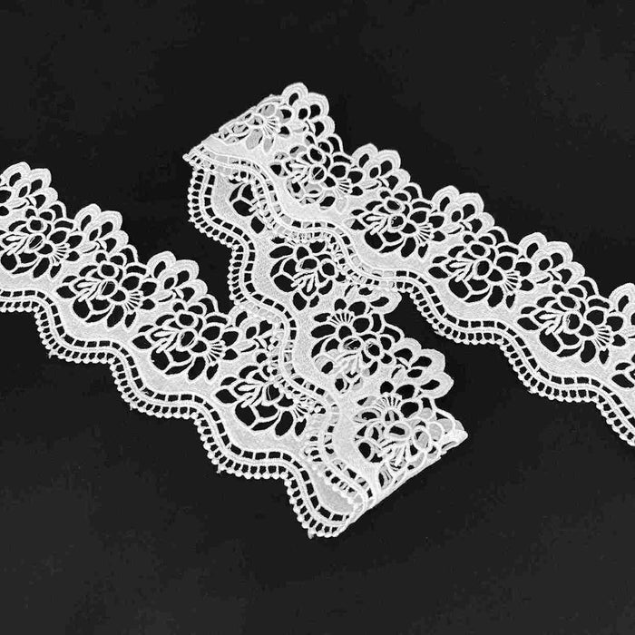 2 Meter | Cutwork Floral Spun Poly Lace | 3.3 Inch | SKU-K-3/741