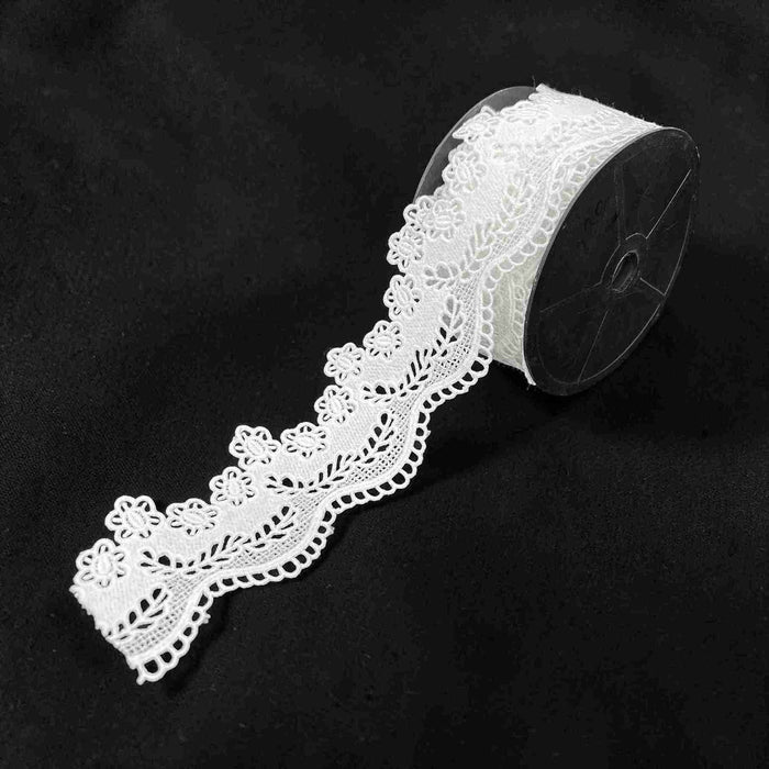 2 Meter | Scalloped Daisy Mesh Trim Spun Poly Lace | 2.9 Inches | SKU-K3/743