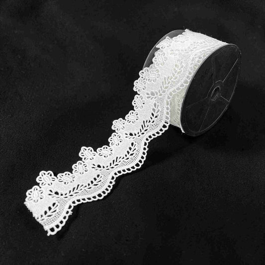2 Meter | Scalloped Daisy Mesh Trim Spun Poly Lace | 2.9 Inches | SKU-K3/743